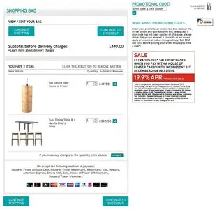 Shopping Cart example from houseoffraser.co.uk