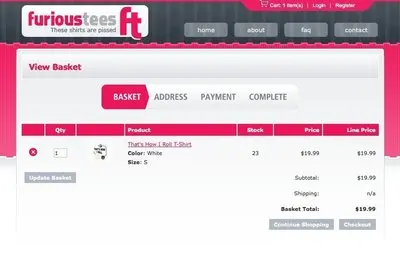 Shopping Cart example from furioustees.com