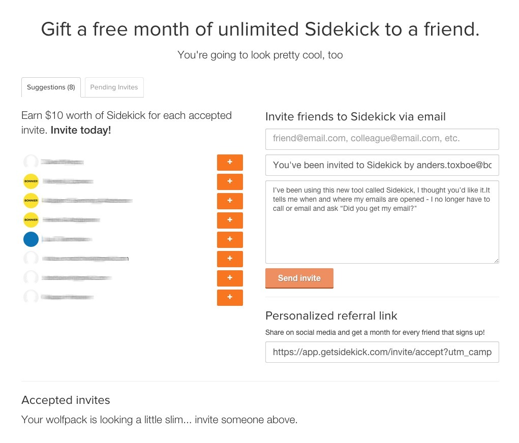 Screenshot of app.getsidekick.com