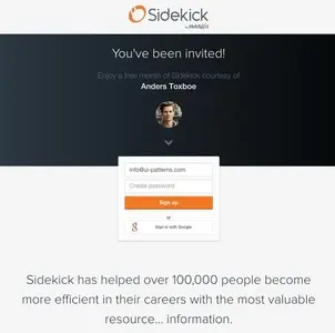 Accept invitation example from app.getsidekick.com