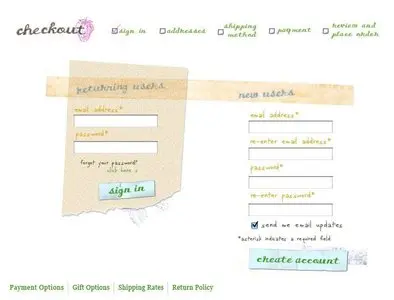 Account Registration example from freepeople.com