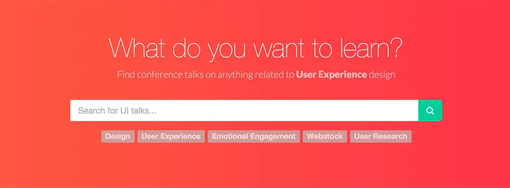 The big and bold call to action that serves as the value proposition of the site: What do you want to learn?