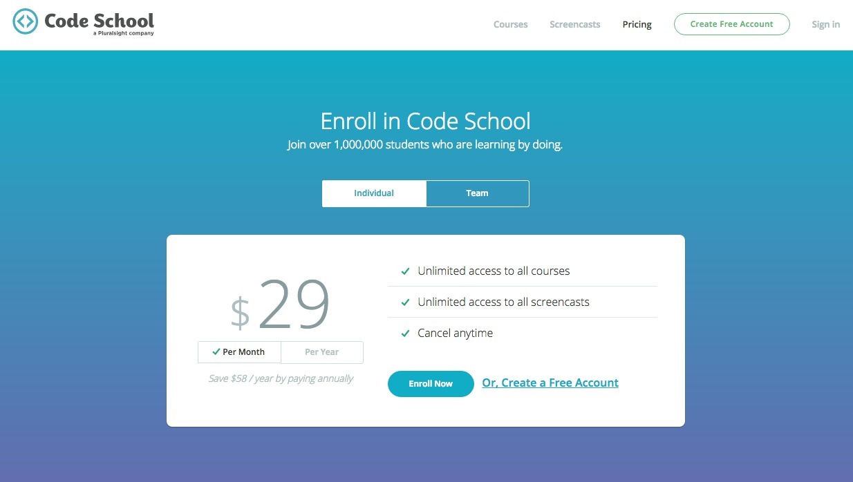 Screenshot of codeschool.com