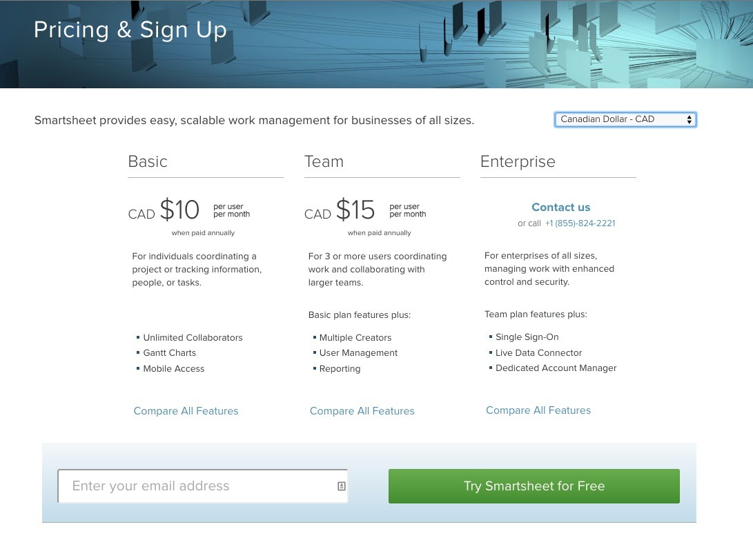 Screenshot of smartsheet.com