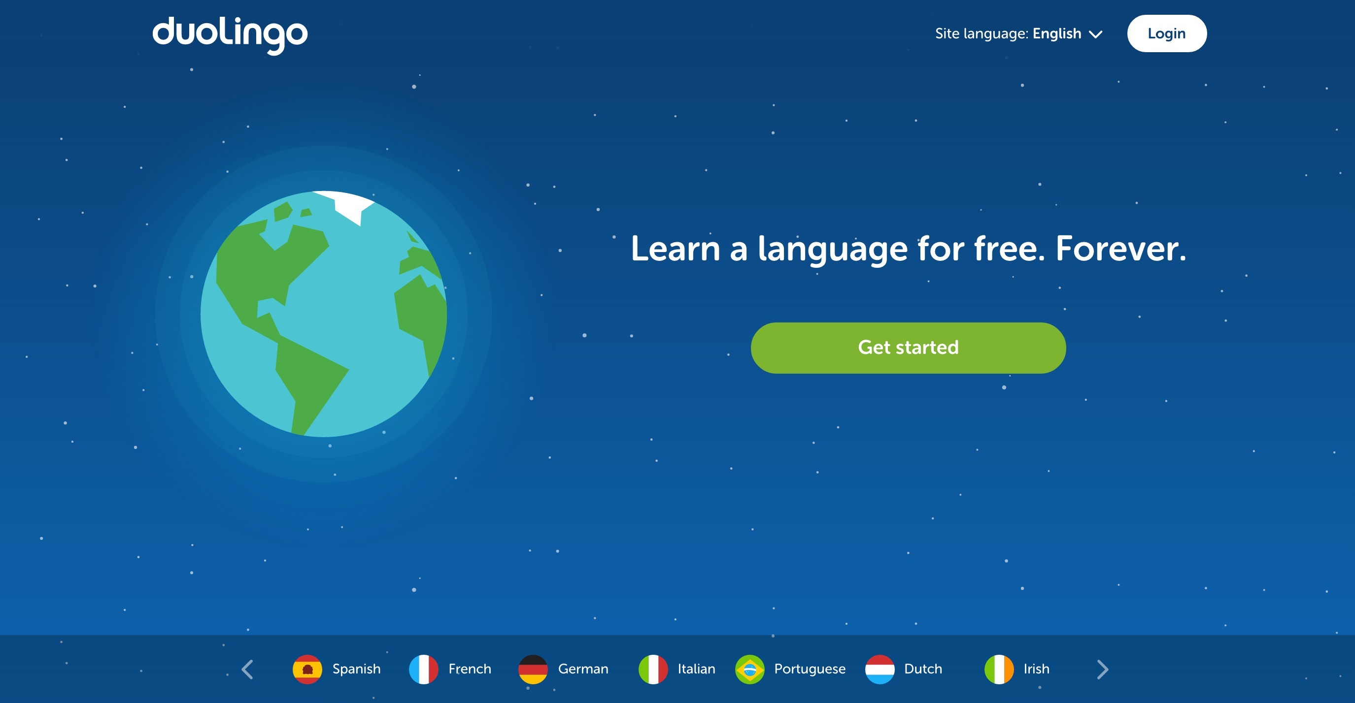 Screenshot of duolingo.com