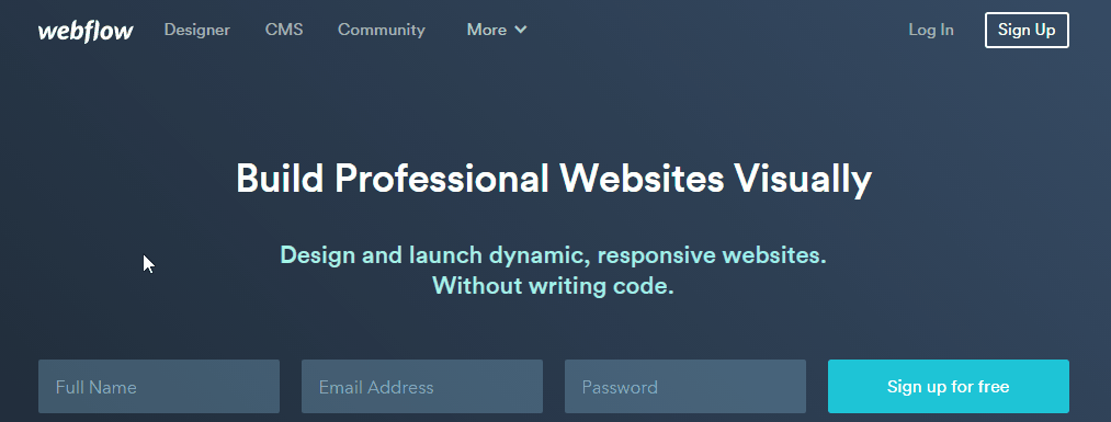 Screenshot of webflow.com