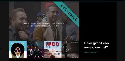 Content Teasers example from tidal.com