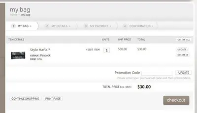 Shopping Cart example from uo.com.au
