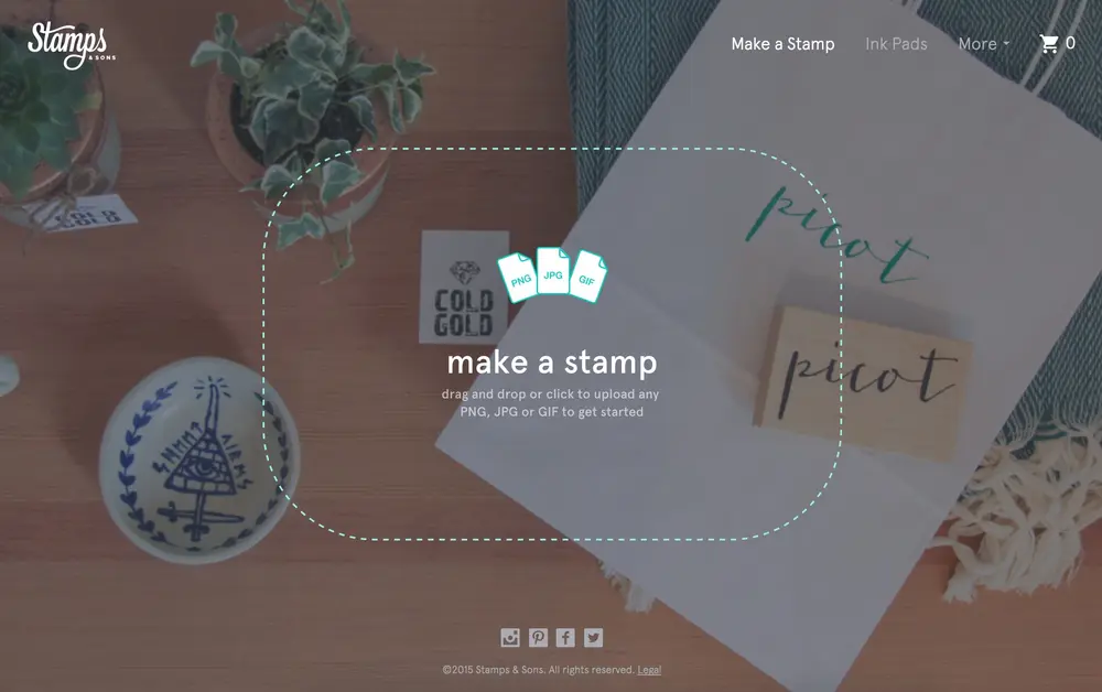 Drag and drop example from stampsandsons.com
