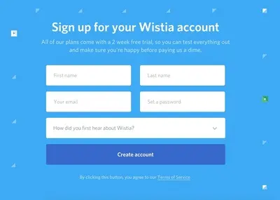 Account Registration example from wistia.com