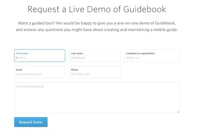 Forms example from guidebook.com