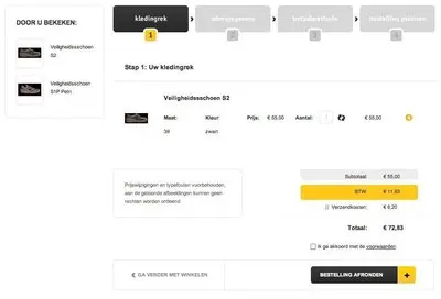 Shopping Cart example from iworkwear.nl
