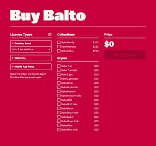Product page example from typesupply.com