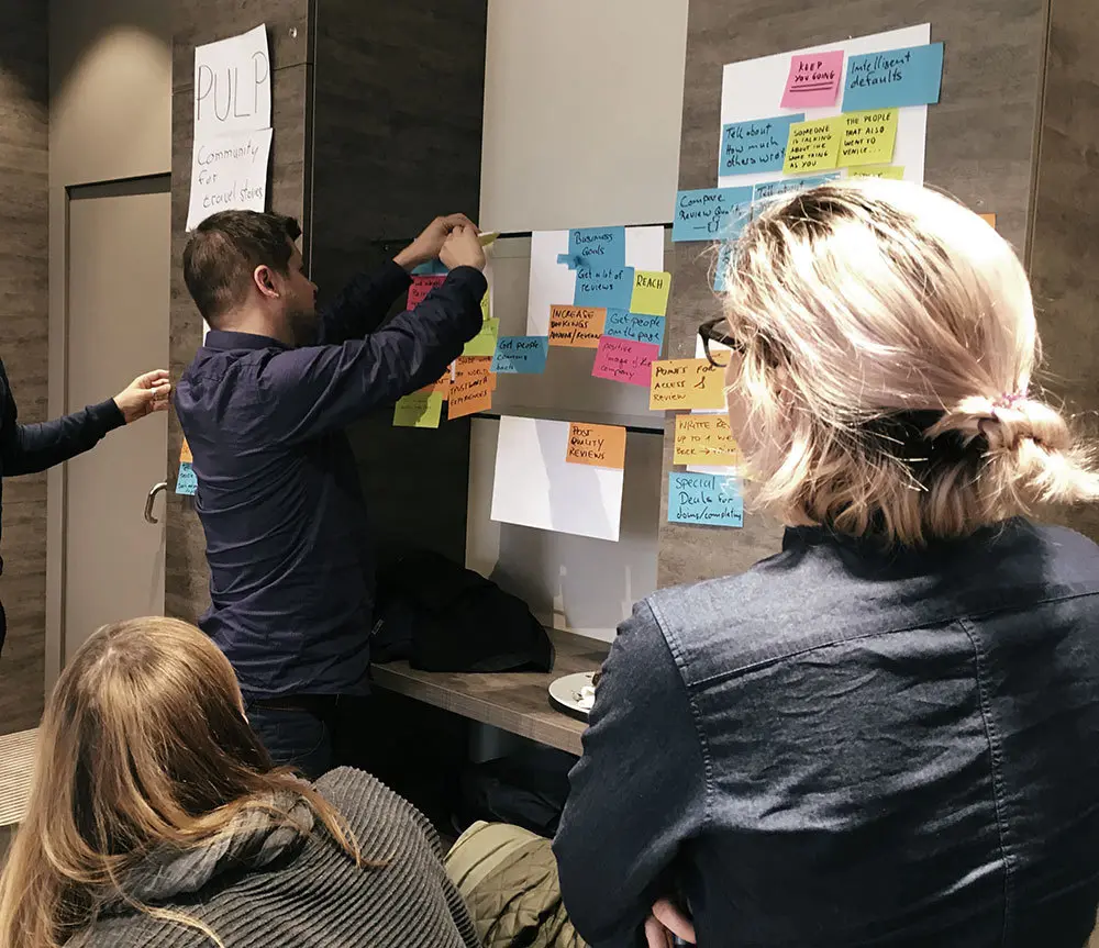 Use post-its to group ideas into separate chunks to explore similar ideas that can build on each other.