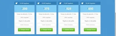 Pricing table example