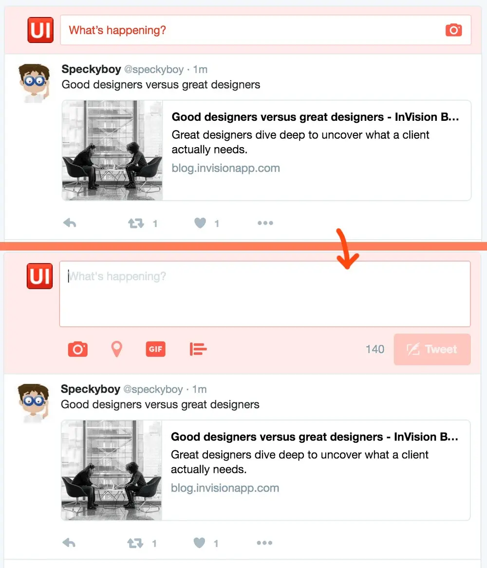 Expandable Input example from twitter.com