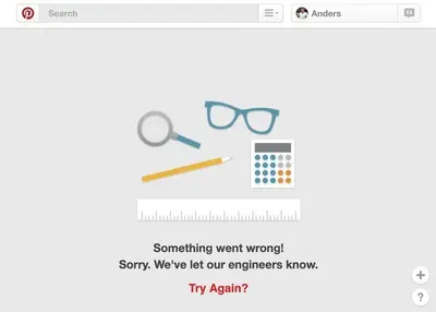 Error pages example from pinterest.com