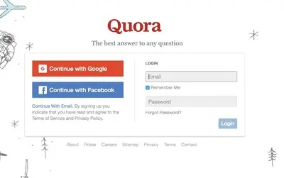 Account Registration example from quora.com