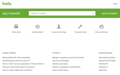Frequently Asked Questions (FAQ) example from hulu.com