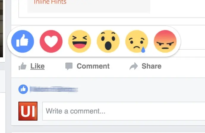 Reaction example from facebook.com