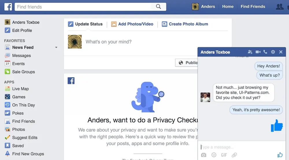 Chat example from facebook.com