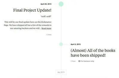 Timeline example from kickstarter.com
