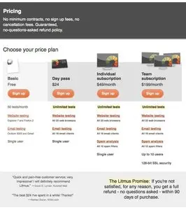 Pricing Tables example from litmusapp.com