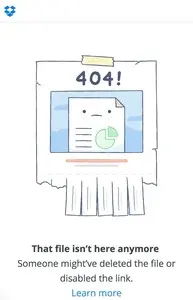 Error pages example from dropbox.com