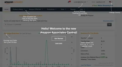 Coachmarks example from affiliate-program.amazon.com