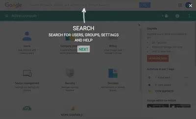 Coachmarks example from admin.google.com