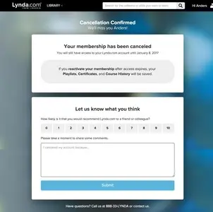 Account deletion example from lynda.com