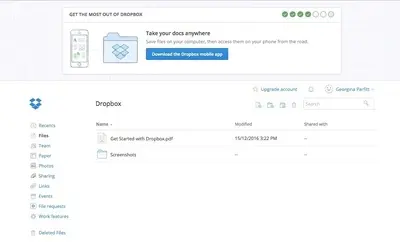 Call to action example from dropbox.com