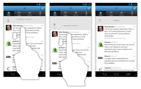 Pull to refresh example from twitter.com