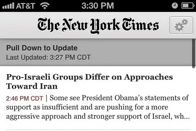 Pull to refresh example from nytimes.com