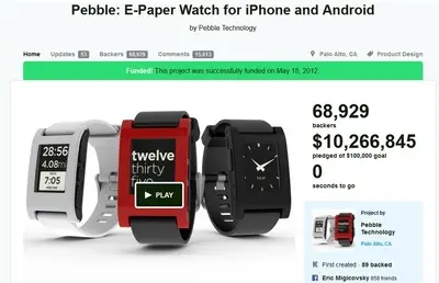 Crowdfunding pages example from kickstarter.com