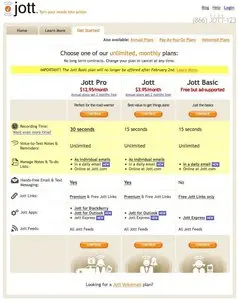 Pricing Tables example from jott.com