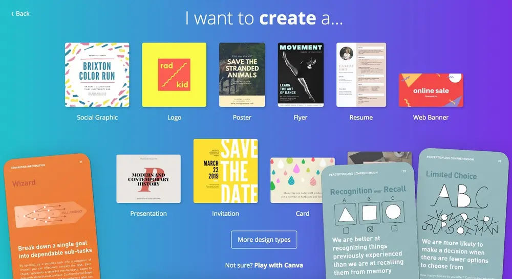 The front page of Canva.com