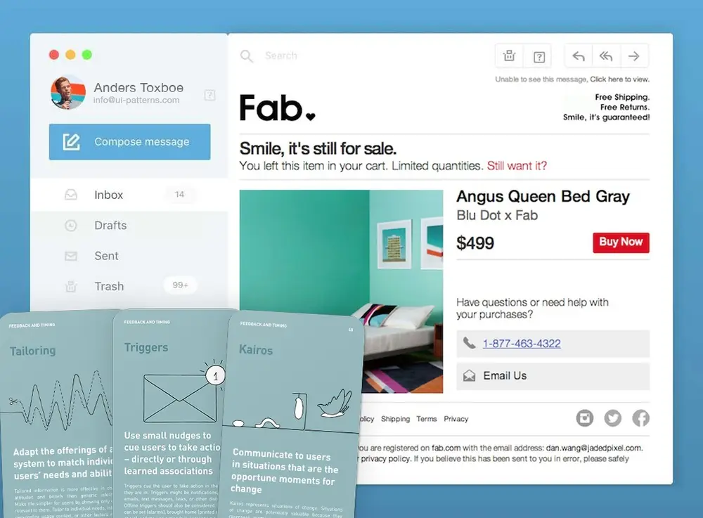 Tackling fragmented user journeys at Fab when abandoning a shopping cart.