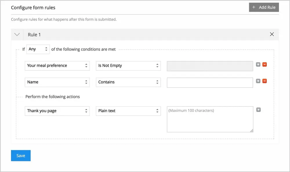 Rule Builder example from zoho.com