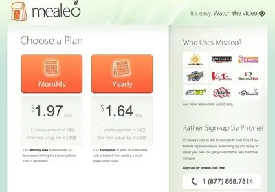 Pricing Tables example from mealeo.com