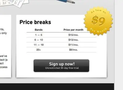 Pricing Tables example