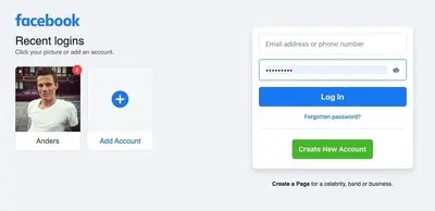 Login forms example from facebook.com