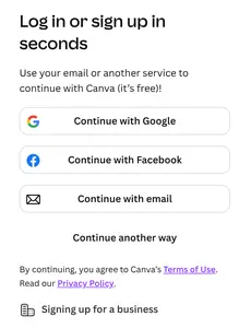 Social Login example from canva.com