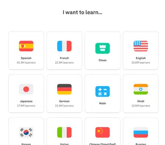 Onboarding Survey example from duolingo.com