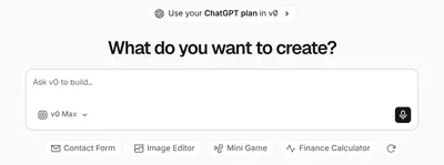 Suggested Prompts example from v0.app