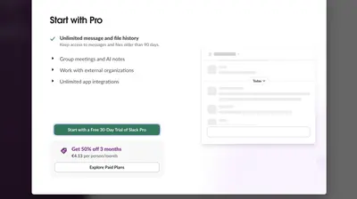 Paywall example from slack.com