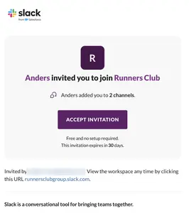 Invite friends example from slack.com