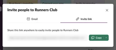 Invite friends example from slack.com