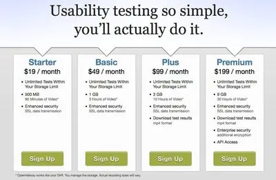 Pricing Tables example from openhallway.com