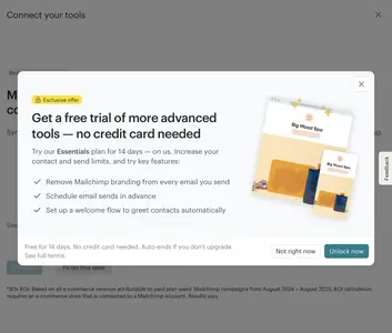Paywall example from mailchimp.com